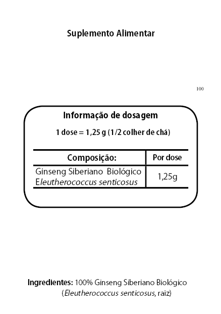 Ginseng Siberiano Tabela Nutricional