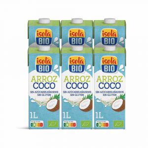 Bebida vegetal de arroz e coco em pack de 6L da Isola Bio