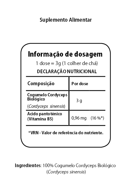 Cogumelo Cordyceps Tabela Nutricional