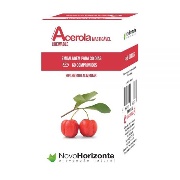 Acerola + Vitamina C Mastigável 60 comprimidos - Novo Horizonte