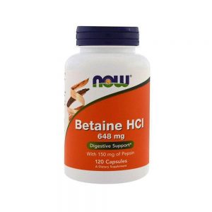 Betaine HCI 648 mg 120 cápsulas - Now