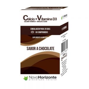 Cálcio + Vitamina D - Sabor a Chocolate 60 comprimidos - Novo Horizonte