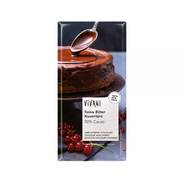 Chocolate de Culinária Negro Bio 200 g Barra - Vivani