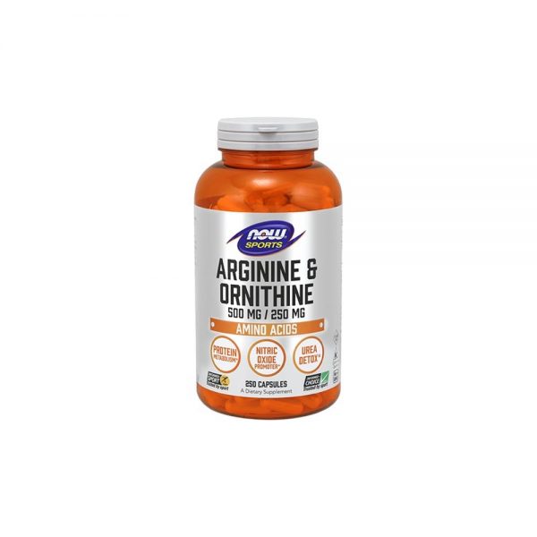 L-Arginina/Ornitina 500 mg/250 mg 250 cápsulas - Now