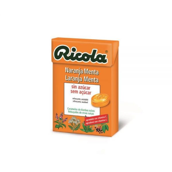 Rebuçados Laranja Menta sem açúcar 50 gr - Ricola