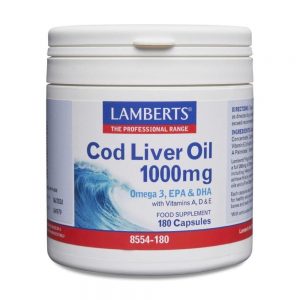 Óleo de Fígado de Bacalhau 1000 mg 180 cápsulas - Lamberts