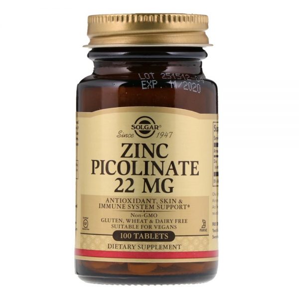 Picolinato de Zinco 22 mg 100 cápsulas - Solgar