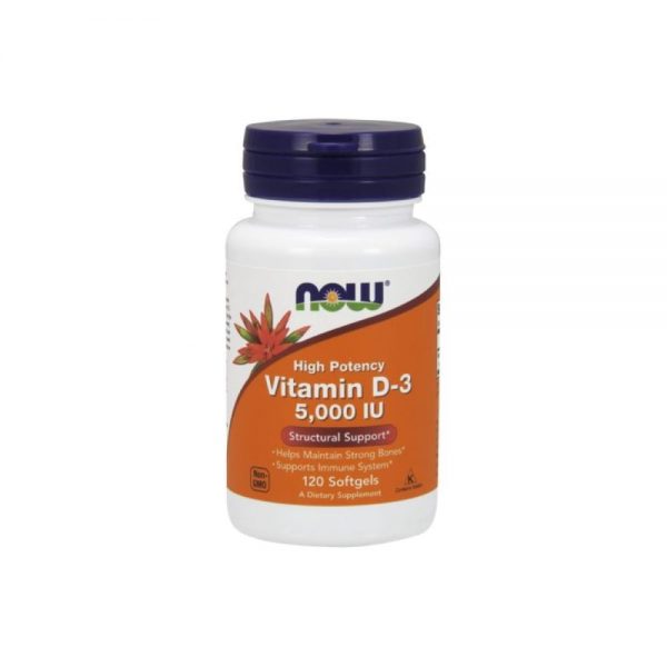 Vitamina D-3 5000IU 120 cápsulas - Now