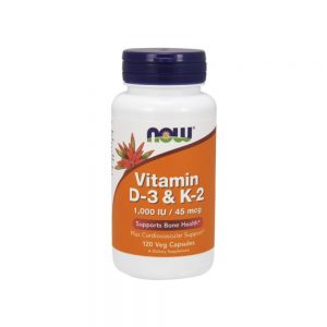 Vitamina D-3 1000 U.I. + Vitamin K2 + Vitamin C 120 cápsulas vegetais - Now