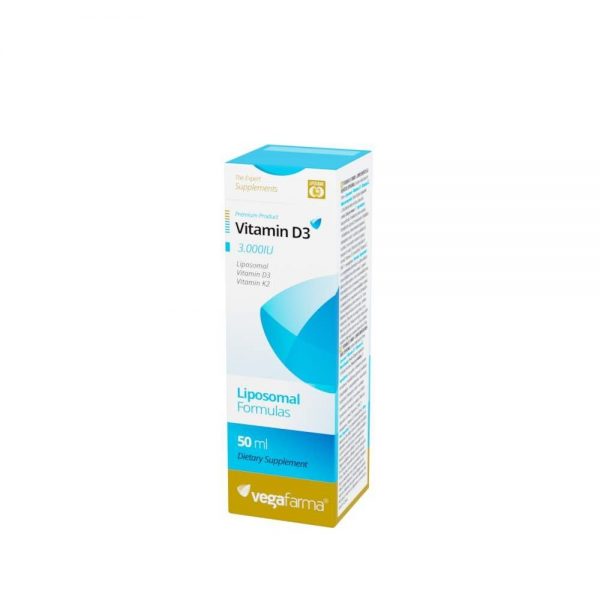Vitamina D3 3000 IU + K2 100 Lipossomal 50 ml - Vegafarma