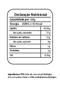 Leite de Coco Tabela Nutricional