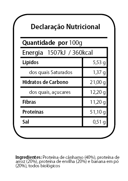 Proteína Vegetal Mix com Banana Tabela Nutricional