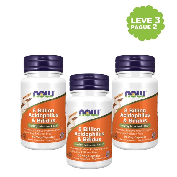 Acidophilus Bifidus - 8 biliões Probióticos Leve 3 Pague 2 - Now