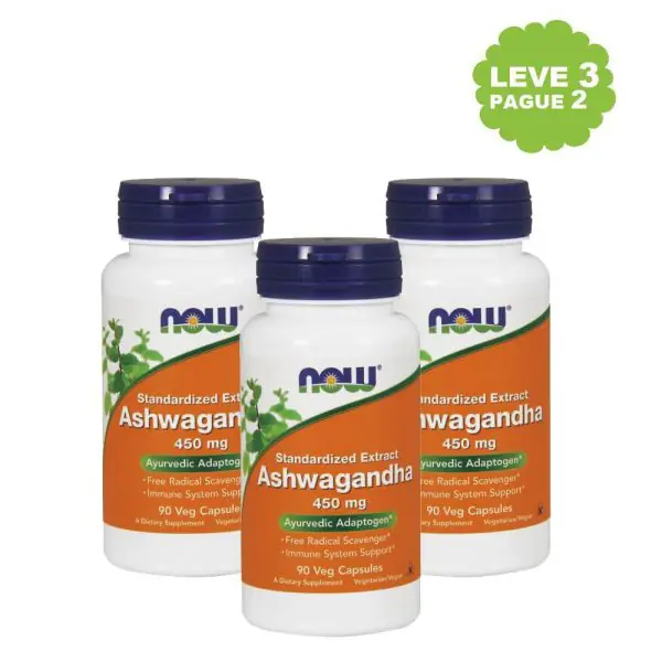 Ashwagandha 450 mg Leve 3 Pague 2 - Now