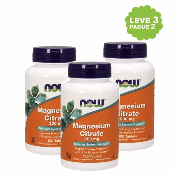 Magnésio Citrato 200 mg Leve 3 Pague 2 - Now