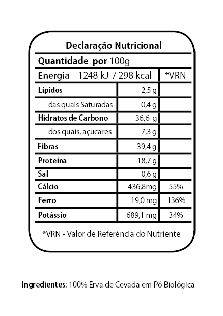 Erva de Cevada Tabela Nutricional