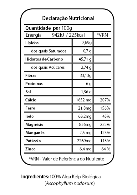 Kelp Tabela Nutricional