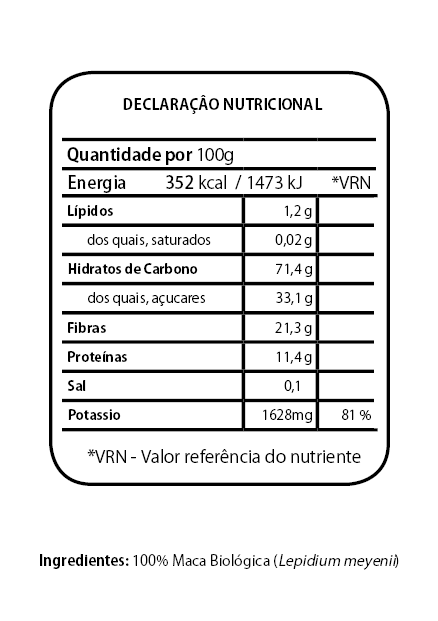 Maca Tabela Nutricional