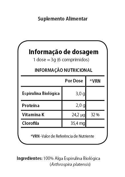 spirulina tabela nutricional