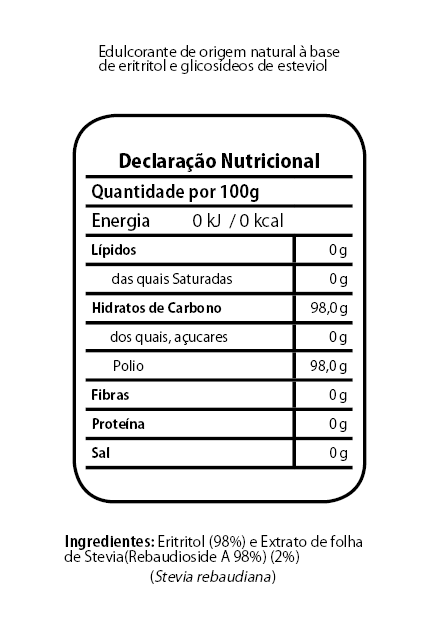 Stevia Branca Granulada Tabela Nutricional