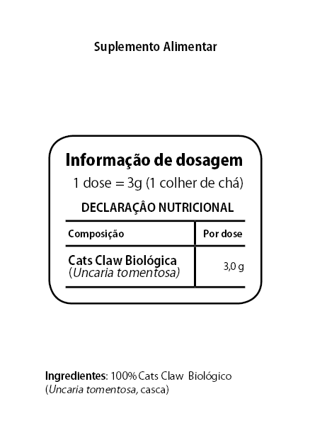 Unha de Gato Tabela Nutricional