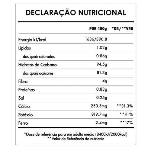 Acúcar de coco 500g - tabela Iswari