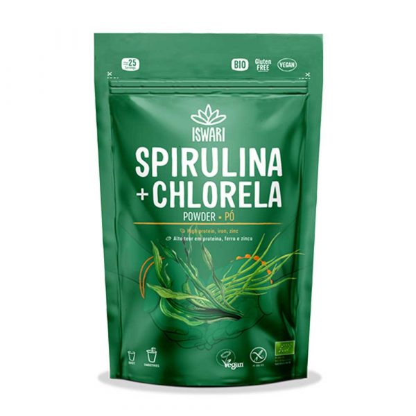 Spirulina e Chlorella em Pó Bio 125g - Iswari