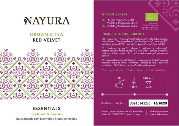 nayura etiqueta de terciopelo rojo