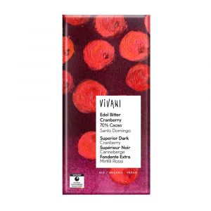 Chocolate negro 70% com arandanos da marca Vivani