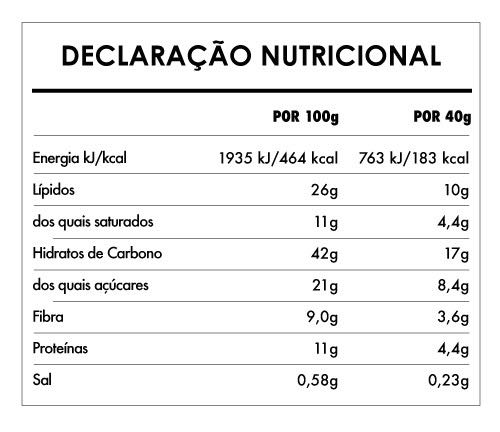 Barrita de aveia choco negro  tabela nutricional