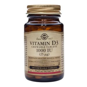 Vitamina D3 1000Ui 25Mcg 100 Comprimidos Mastigáveis - Solgar