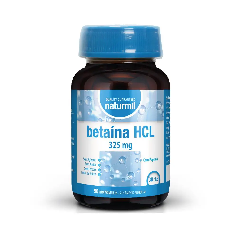Betaína HCL 325 mg 90 Comprimidos - Naturmil - Toma 4 Paga 3
