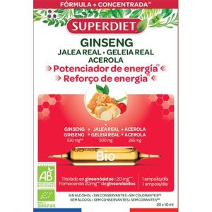 Ginseng, Geleia Real E Acerola Bio 20 Ampolas - SuperDiet