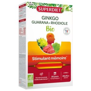Ginkgo, Guaraná Y Rhodiola Bio 20 Ampollas - SuperDiet