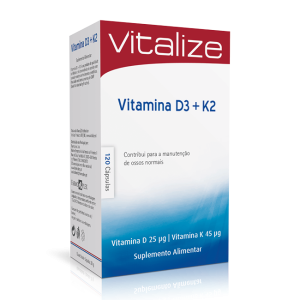 Vitamina D3 25 mcg + K2 45 mcg - 120 Cápsulas - Vitalize