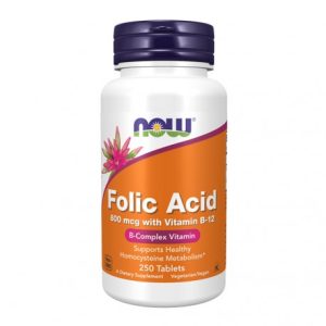 Ácido fólico - Folic Acid 800 Mcg - 250 Comprimidos - Now