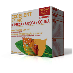 Excelente Neuro + Huperzina + Bacopa + Colina 30 Ampollas - Farmoplex
