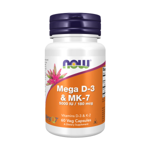 Vitamina D3 5000 UI  + Vitamina  MK7  - 60 Cápulas Moles - Now