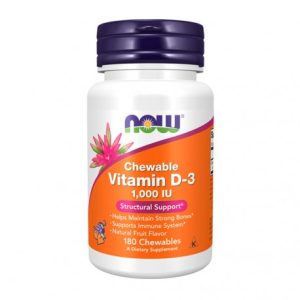 Vitamin D-3 1000 IU Fruity Flavor - 180 Comprimidos Mastigáveis.