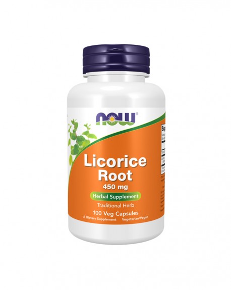 Licorice Root 450 mg 100 cápsulas vegetais - Now