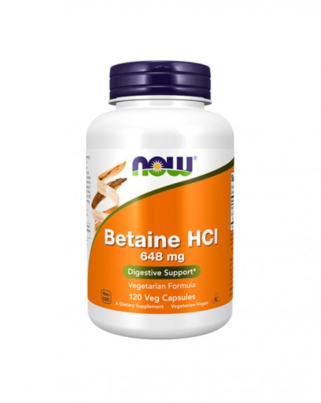 Betain HCI 648mg - 120 Cápsulas - Now