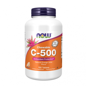 Vitamin C-500 Laranja - 100 Comprimidos Mastigaveis - NOW