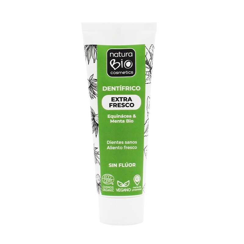 Dentífrico Extra Frescura Equinácea & Menta BIO sem flúor 75ml - NaturaBIO Cosmetics