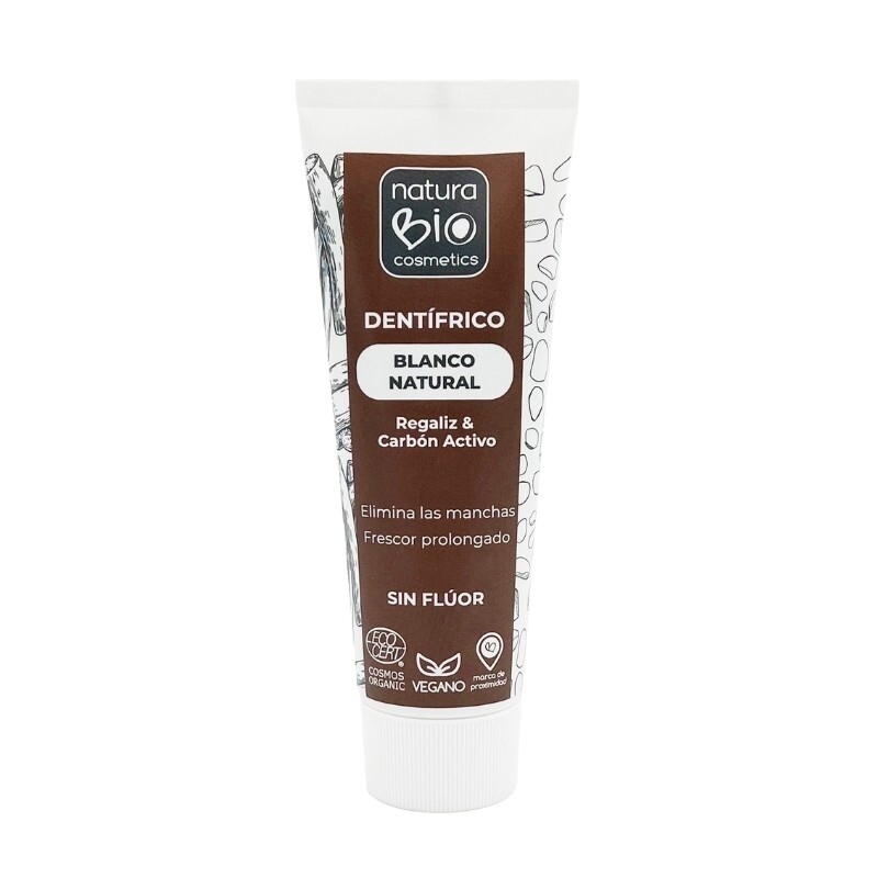 Dentífrico Branco Natural Alcaçuz & Carvão Ativo BIO sem flúor 75ml