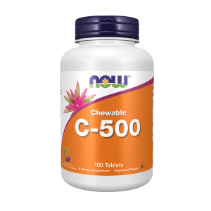 Vitamina C-500 Cereja - 100 Comprimidos Mastigáveis - Now