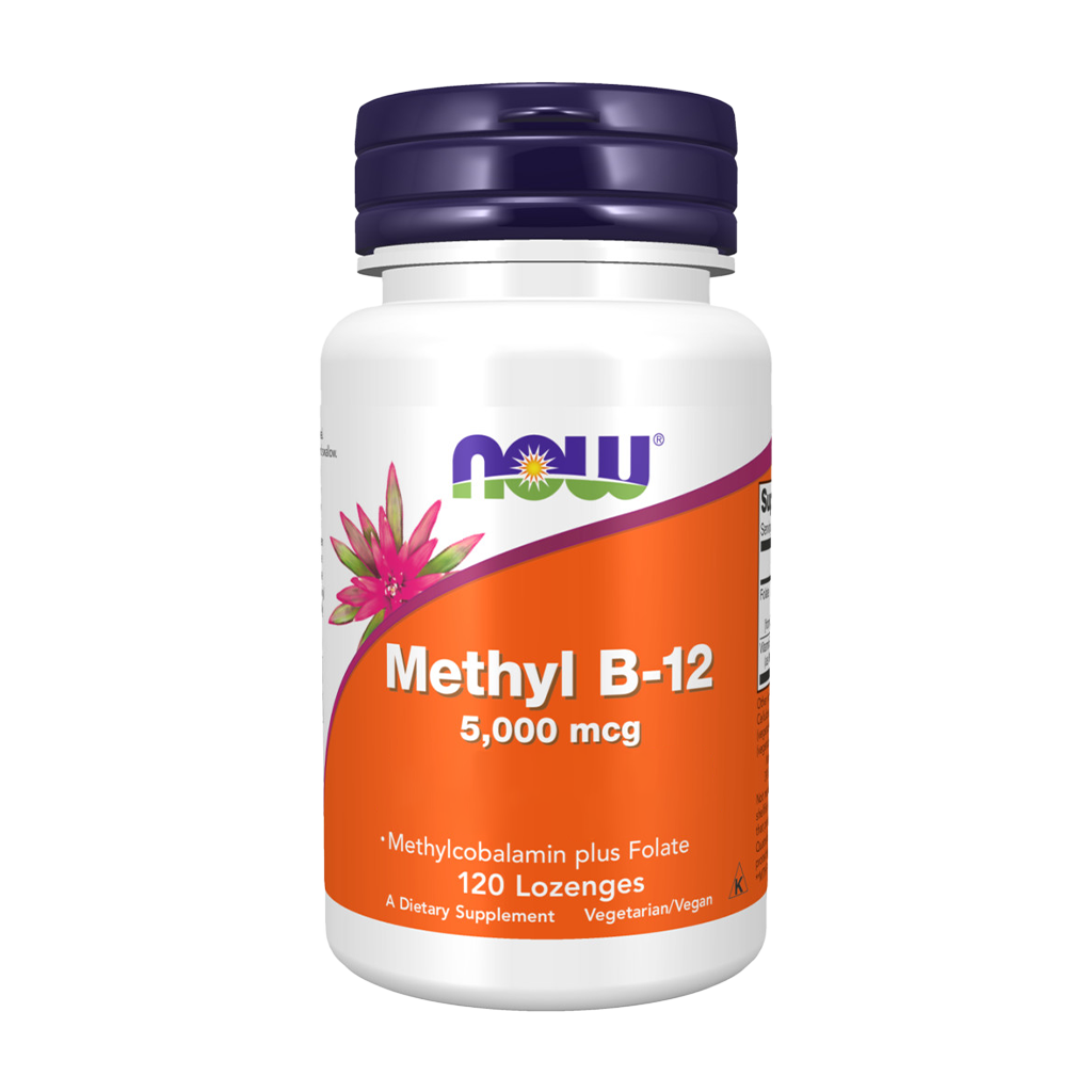 Metil B-12 con ácido fólico - 5000mcg - 120 pastillas - Now