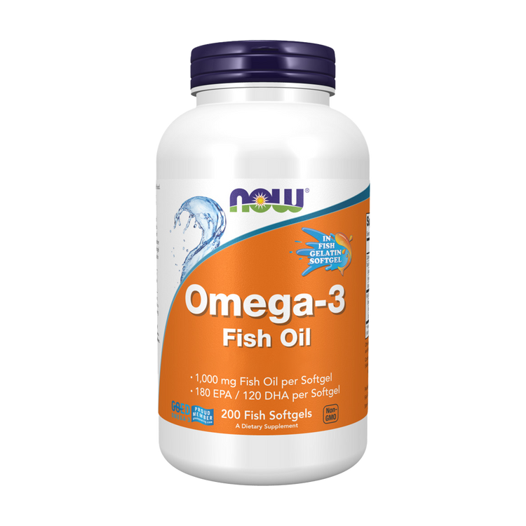 Ómega-3 - Molecularmente Destilada Óleo de Peixe -  200 Cápsulas Moles - Now