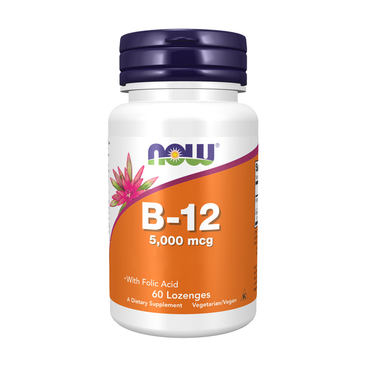 Vitamina B-12 with Ácido Fólico - 5000mcg - 60 lozenges - Now