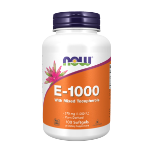 Vitamina E-1000 - Natural (Mixed Tocopherols) - 100 Cápsulas Moles - Now