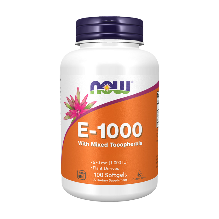 Vitamina E-1000 - Natural (Mixed Tocopherols) - 100 Cápsulas Moles - Now